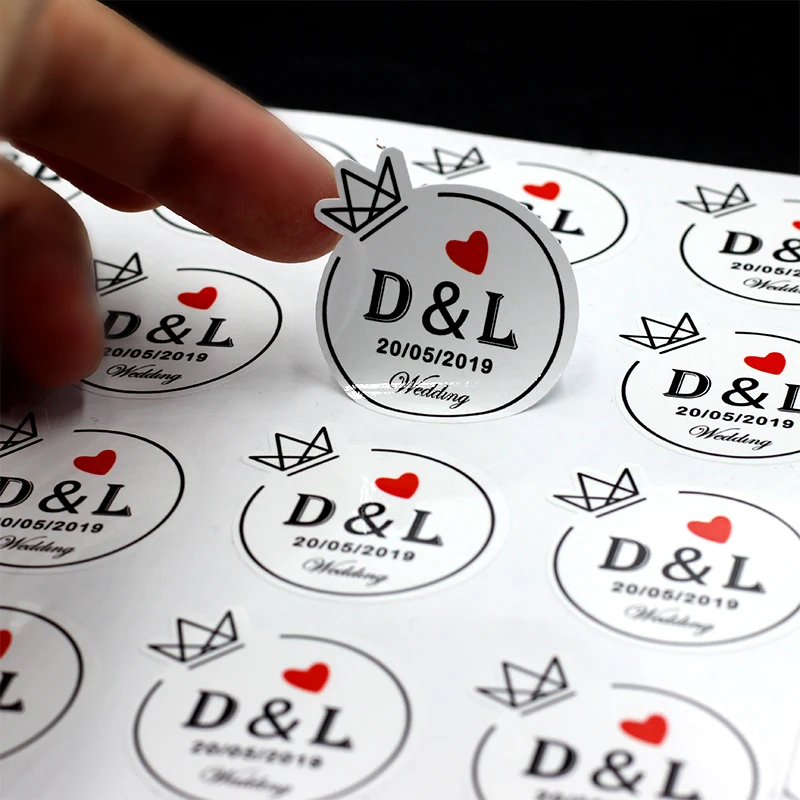 Color: Blue - 100PCS 3-10cm Custom LOGO Wedding Sticker Personalized Design Your Label Candy Gift Box Birthday Party Seal Sticker Self-adhesiv