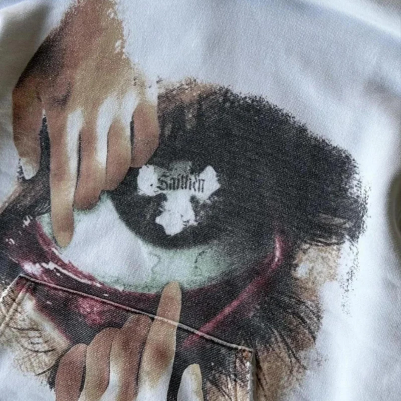 Color: WHITE, Size: XL - Woman Sweatshirts Streetwear Y2K Hoodie Aesthetics Graphic Print Clothes Oversized Pullover Hoodie Sweatshirt Fall Clothes