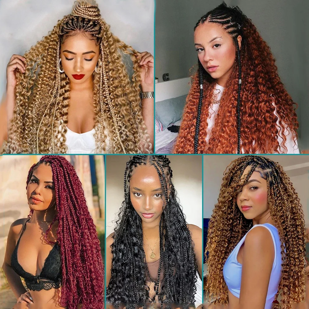 Color: Golden Brown, Material Grade: virgin hair, Longest Hair Proportion: 30%-55%, Stretched Length: 24inches, Bulk Buy: 10Pcs/Lot - NABI Deep Wave Boho Braiding Hair Bulk 16inches No Weft Human Hair Extension Curly Hair Bundles for Boho Braids