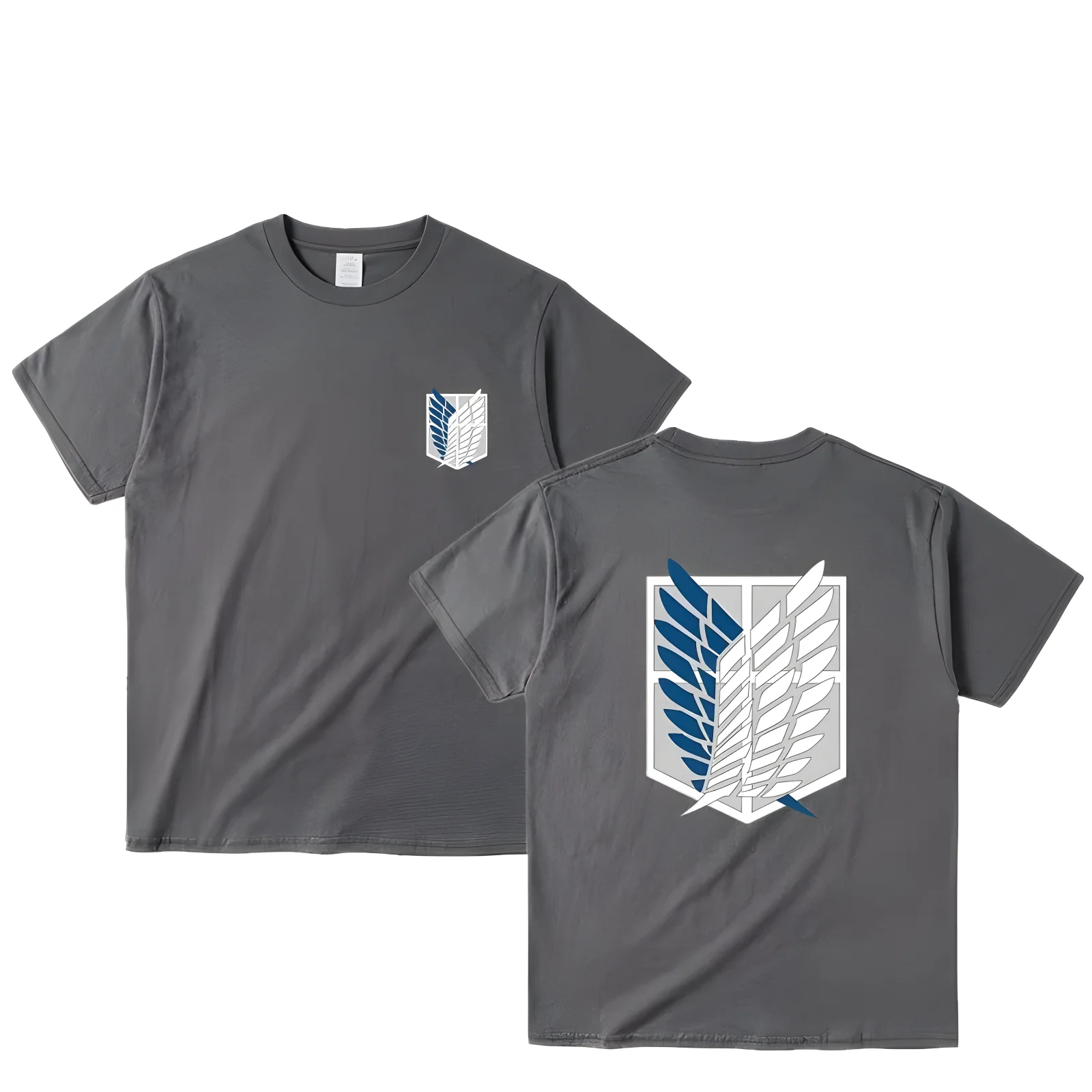 Color: Khaki, Size: L - Attack on Titan T-shirt Wings of Freedom Short Sleeve Ackerman Mikasa Eren Jaeger Men Cotton Tops Summer Oversized O-Neck Tee