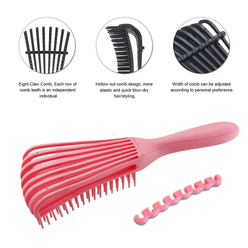 Color: Blue - Fluffy Scalp Massage Comb Multi-function Octopus Comb Hairstyle Smooth Hair Ribs Suitable for Curly Hair Brush Hair Styling Tool