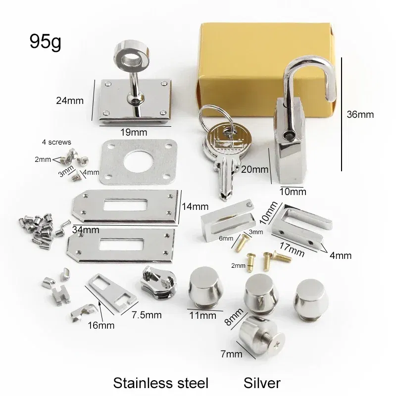 Color: Light Gold, Size: L - Gold,Silver Stainless Steel Metal Rectangle Hanger Clasp Locks For DIY Craft Handbags Purse Bags Buckles Hardware Accessories