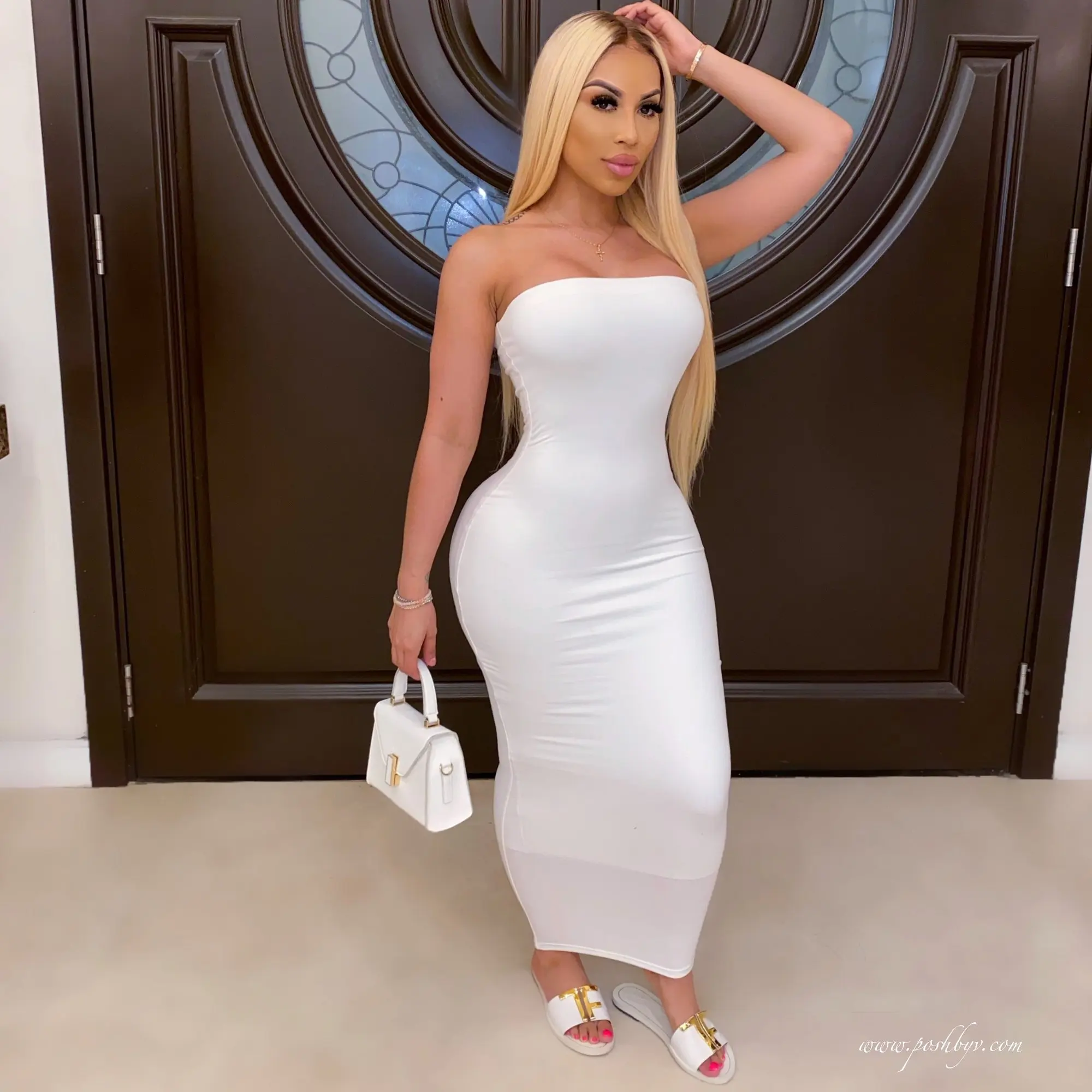 Color: Blue, Size: M - summer women's sexy sleeveless chest wrapped Long Beach Dress