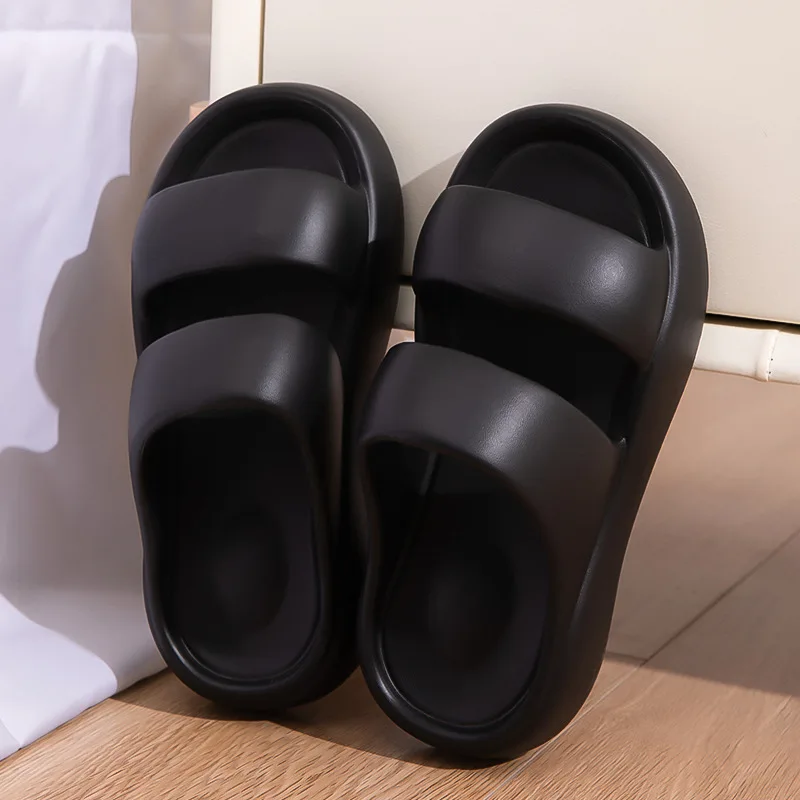 Color: black, Shoe Size: 40 - Summer Women EVA Slippers Men 2024 Bathroom Non-Slip Slides Girl Outdoor Beach Casual Sandals Couple Soft Thick Soled Flip Flops