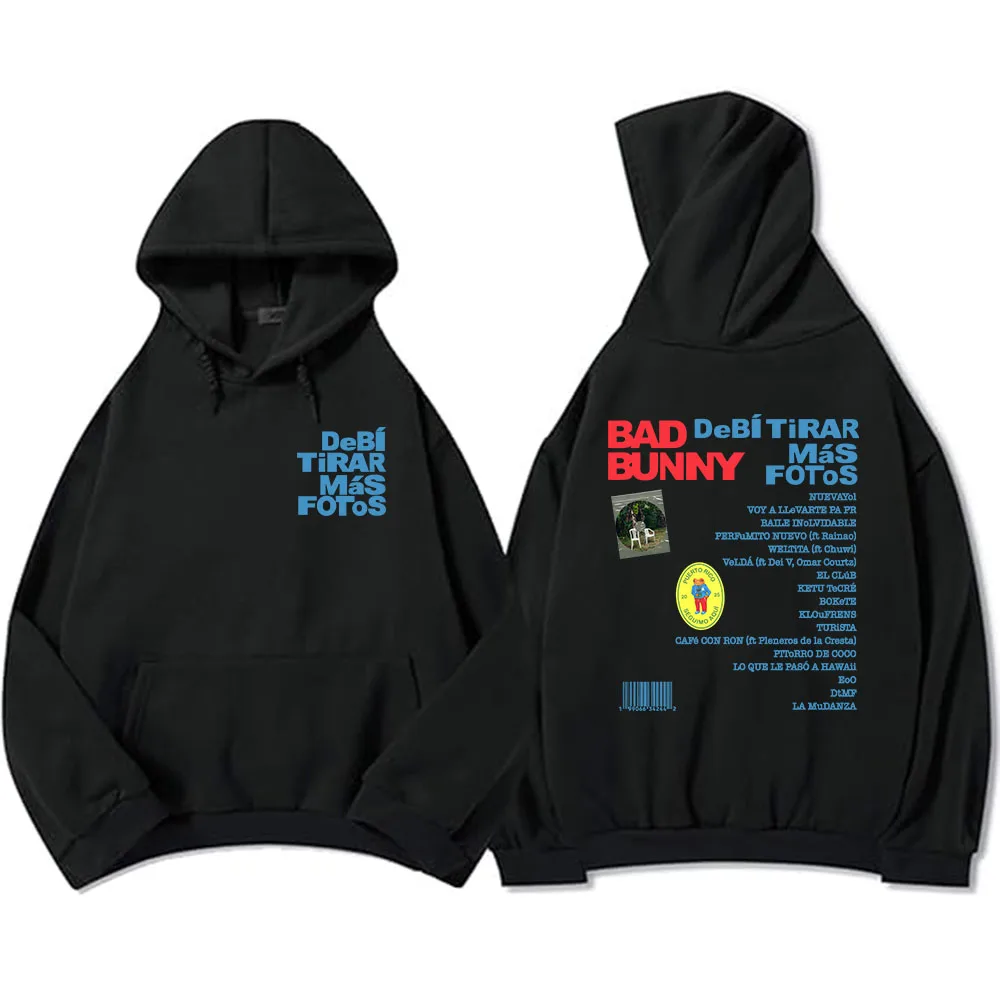Color: Silver, Size: XS - Unisex Streetwear Bad Bunny DTMF Hoodies 2025 New Album Deb? Tirar Más Fotos Printing Sweatshirts Winter Comfortable Male Hoodie