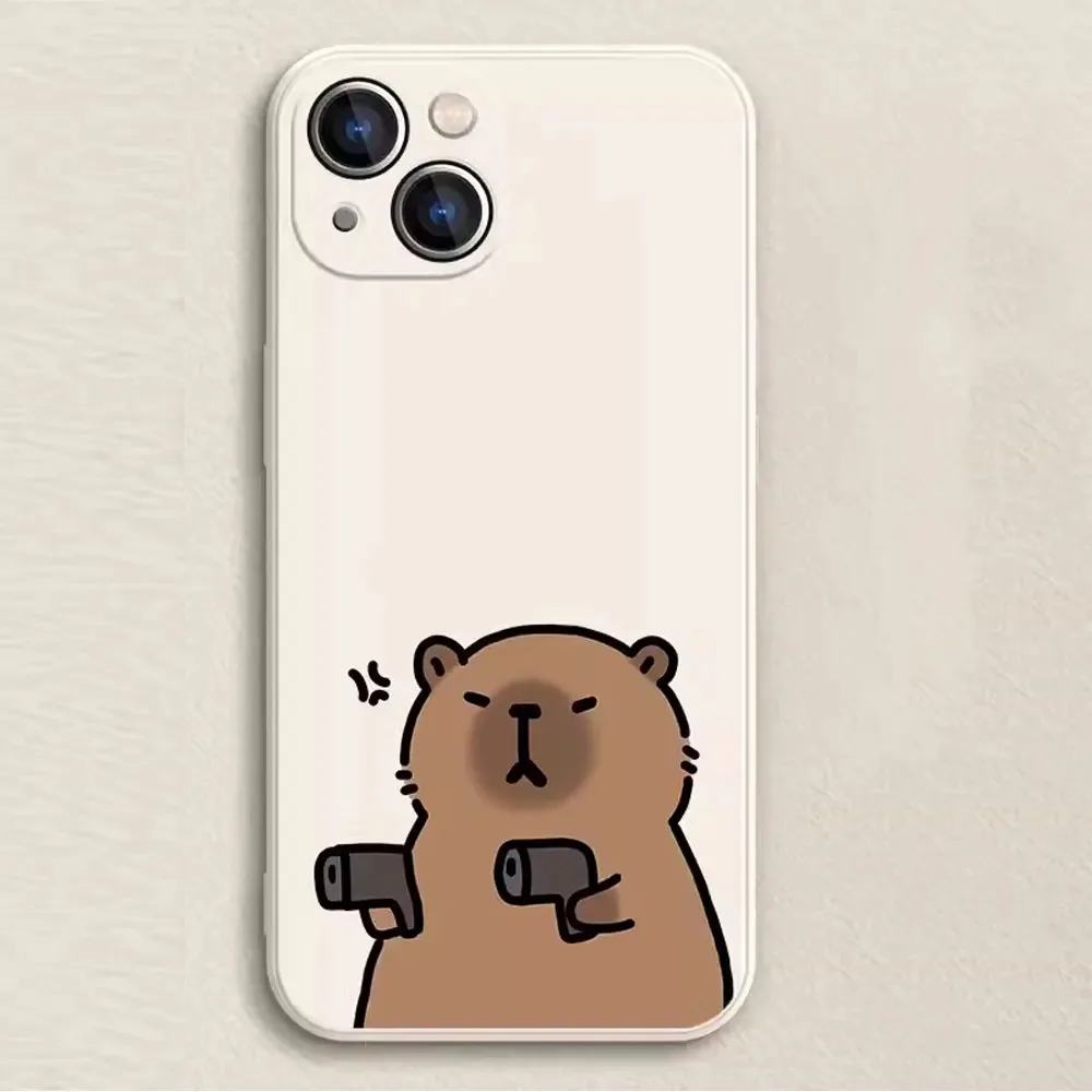 Color: Beige, Material: Microfiber - Cartoon Animal Capybara Phone Case For Samsung Galaxy S10 S20 S21 S22 S23 S24 FE Plus Ultra Note 20 Couple Paired Silicone Cover