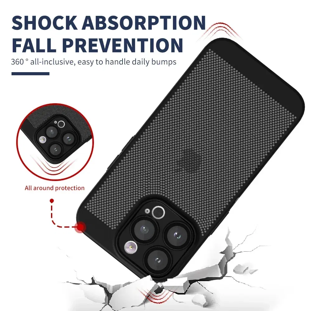 Color: Khaki, Compatible-Phone Models: For iPhone 13 Mini, Ships From: CHINA - Breathable Heat Dissipation Cooling Case For iPhone 16 Pro Max 15 14 13 12 11 PC Hard Back Cover