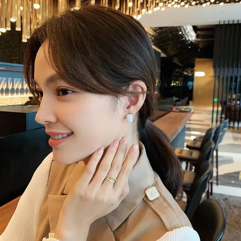 Metal Color: SILVER PLATED, Main Stone Color: other - S925 Silver Needle Hypoallergenic Exquisite Small Earrings Simple And Versatile High-end Celebrity Earrings Jewelry Women Brinco