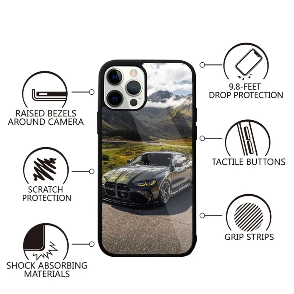 Color: Black, Material: Silicon - Blue Red Car for B-BMW   Phone Case Strong Magnetic For IPhone 15,14,13,Pro,Max,Plus,11,12,Mini For Magsafe Wireless Charging