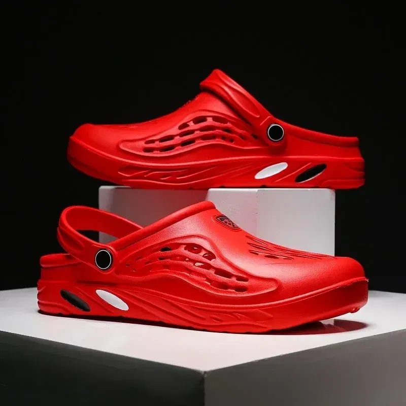 Color: black, Shoe Size: 45 - Plus Size 47 48 49 Men Summer Clogs Sandals EVA Slippers Men and Women Garden Shoes Beach Sandals Couple's Outdoor House Slides