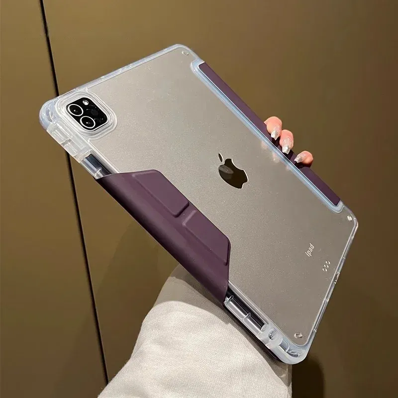 Color: Blue, Size: 12.4 - Case Magnetic for iPad Air 11 Cover iPad Air 4 5 10th 10.9 9.7 7th 8th 9th Gen 10.2 3 pro 10.5 11 With Y-Shaped Fold Clasp Funda