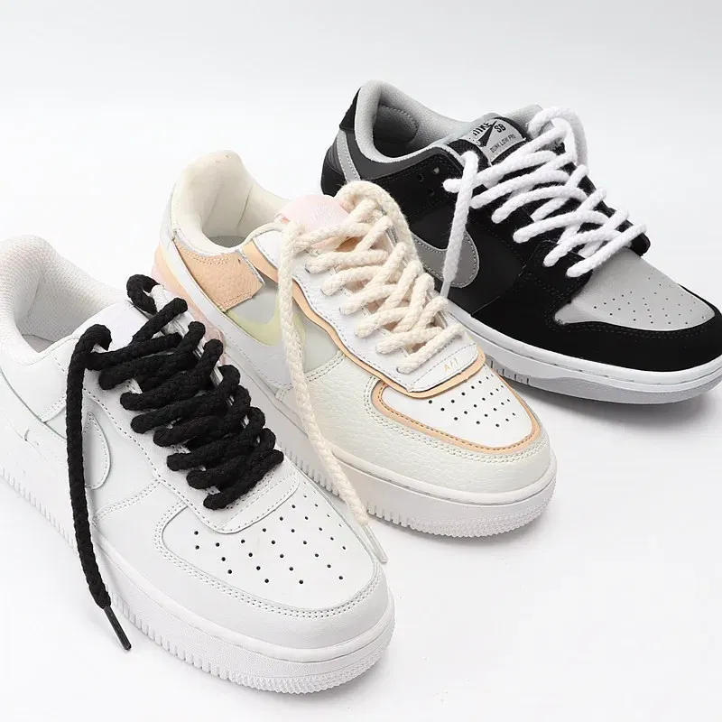 Color: Gold, Length: 120cm, Ships From: CHINA - 1Pair Linen Cotton Sneakers Laces for Shoes 8mm Bold Round Shoelaces Quality AF1 Shoe laces 100/120/140/160/180CM Shoestrings