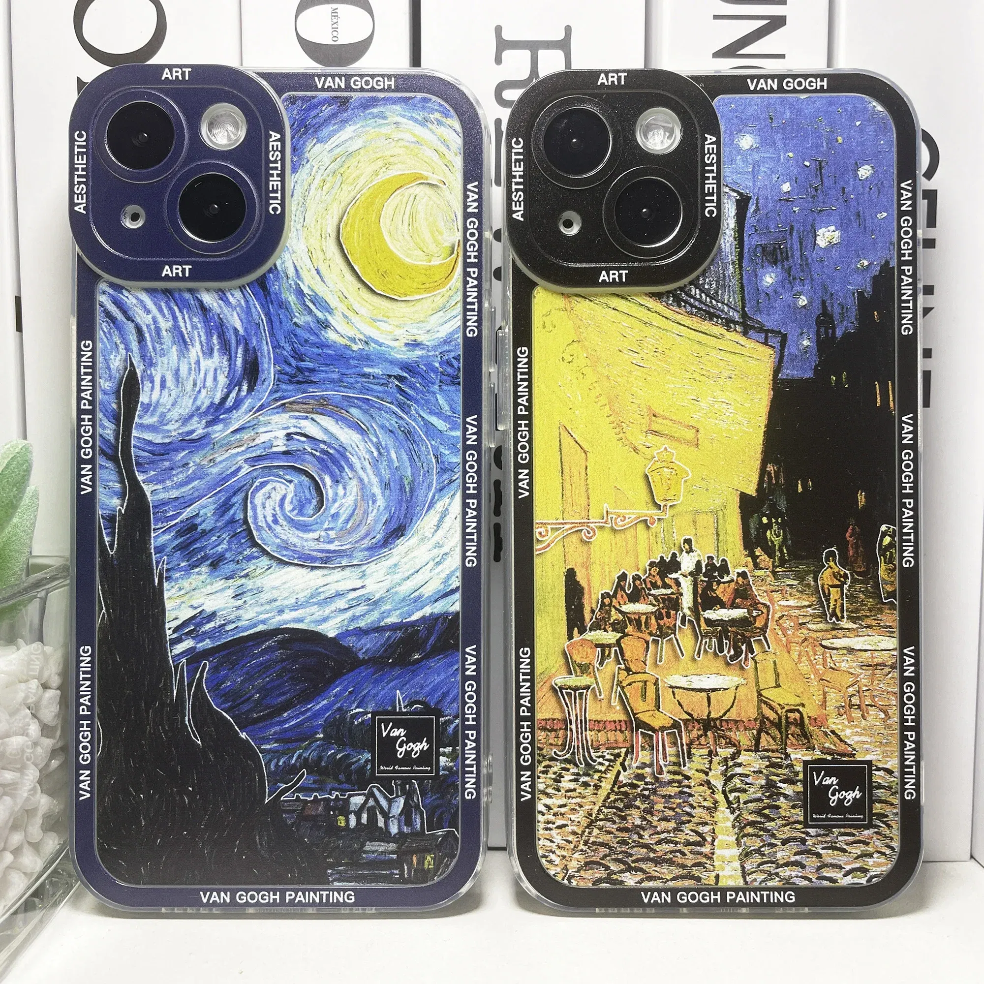 Color: black, Material: PC - Van Gogh Art Aesthetic Phone Case For iPhone 16 15 14 13 12 11 Pro Max Mini XS X XR SE 8 7 Plus Sunflowers The Starry Night