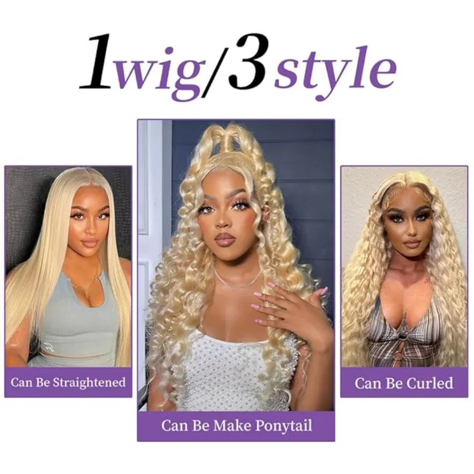 Hair Color: #16, Stretched Length: 36inches, Density: 100%, Ships From: CHINA - Blonde 613 HD Lace Frontal Wig 13x6 Body Wave HD Lace Frontal Wig 613 Colored Human Hair Wigs 30 Inch Long Loose Deep Wig Blonde