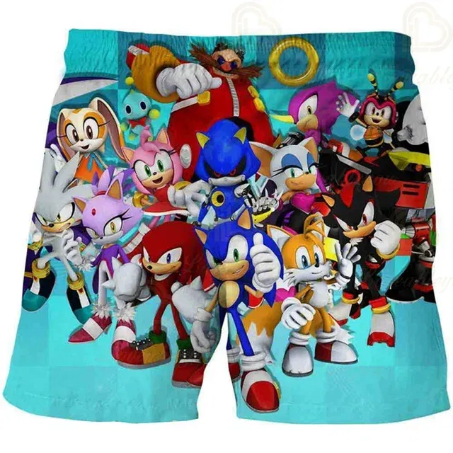 Color: army green, Kid Size: 4 - New Anime Kids Sonic Shorts Fashion Boys Girls Clothes Harajuku Cute Baby Cartoon Casual Summer Boy Boy Beach Pants