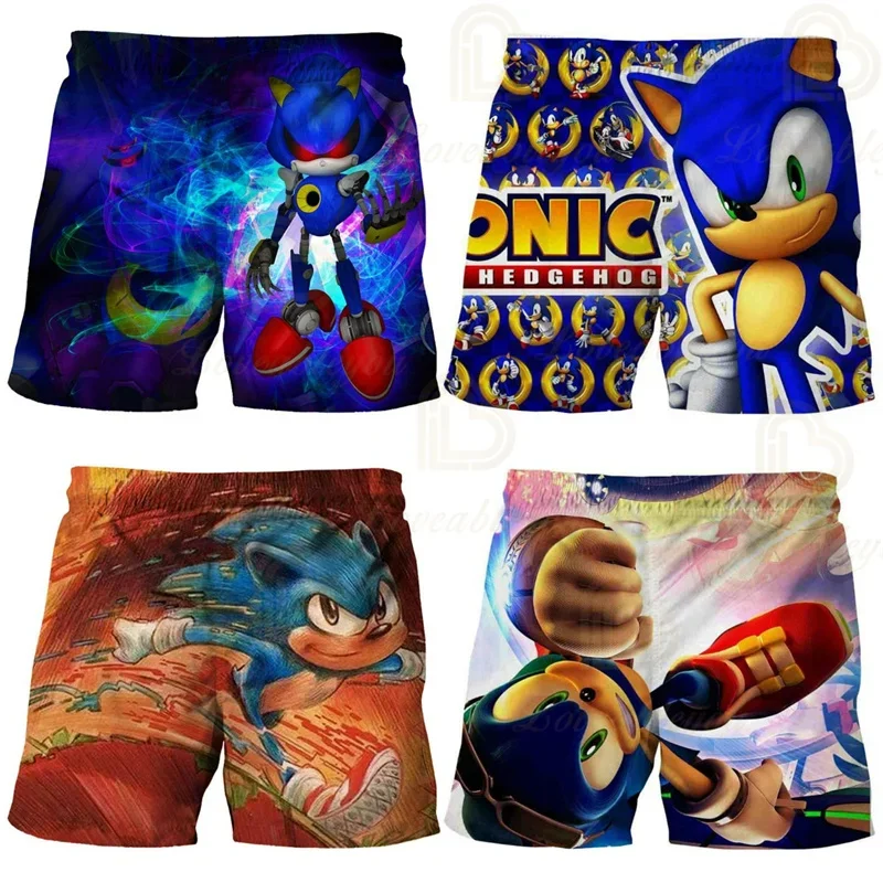 Color: army green, Kid Size: 4 - New Anime Kids Sonic Shorts Fashion Boys Girls Clothes Harajuku Cute Baby Cartoon Casual Summer Boy Boy Beach Pants