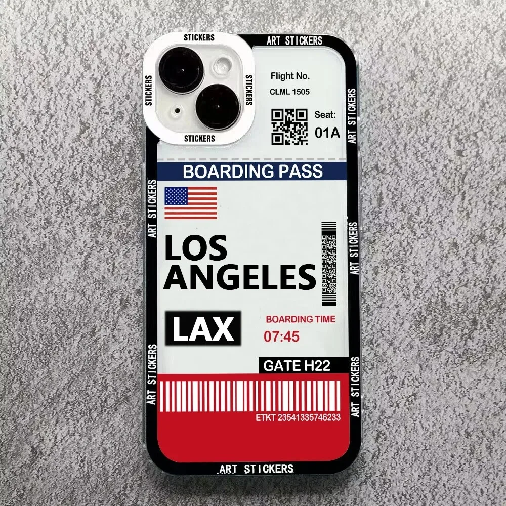 Color: Beige, Material: TPU - World City Travel Ticket Label Phone Case For Samsung Galaxy S10 S20 S21 S22 S23 S24 FE Plus Ultra Note 20 New York Paris