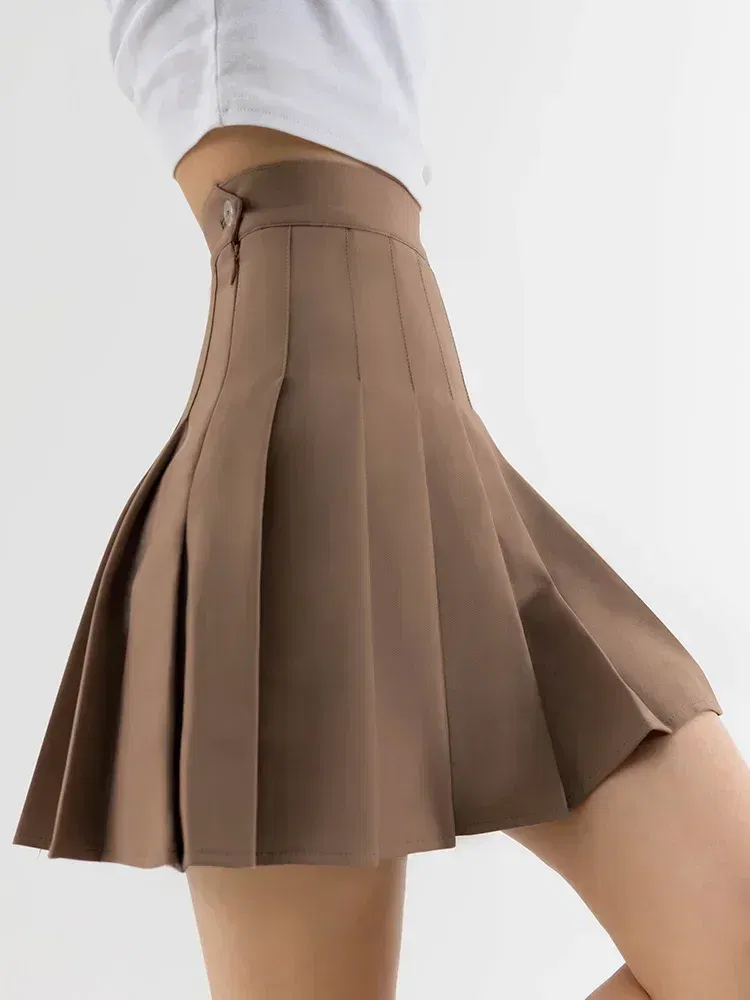 Color: Yellow, Size: XXXL - High Waist Pleated Skirt Slim A-Line Mini Harajuku Punk Sexy Female Summer Gothic Clothes Korean Fashion Clothing