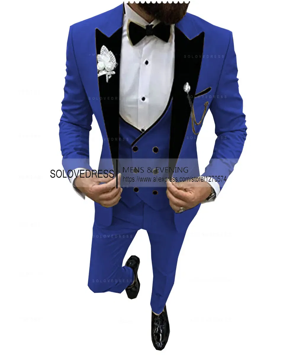 Color: Red, Size: S - Suits for Mens 2024 Casual Business Suit High-end Social Formal Suit 3 Pcs Set Groom Wedding Men( Jacket + Vest + Pants )