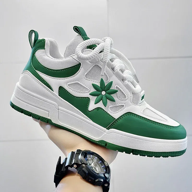 Color: Beige, Shoe Size: 43 - Fashion Mens Shoes Trend Street Skateboard Shoes Man Luxury Brand Training Sneakers Mesh Breathable Casual Shoes Tenis Masculino