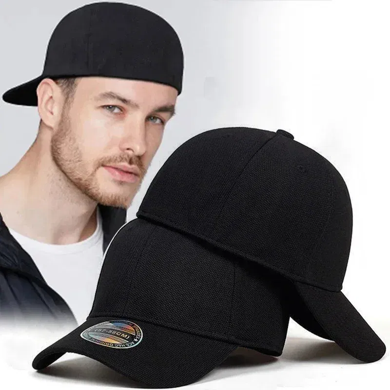 Color: WHITE, Size: Adjustable - High Quality Baseball Cap Man Fitted Closed Full Cap Mesh Cap Outdoor Breathable Sports Cotton Sun Male TruckerHat Gorras Hombre