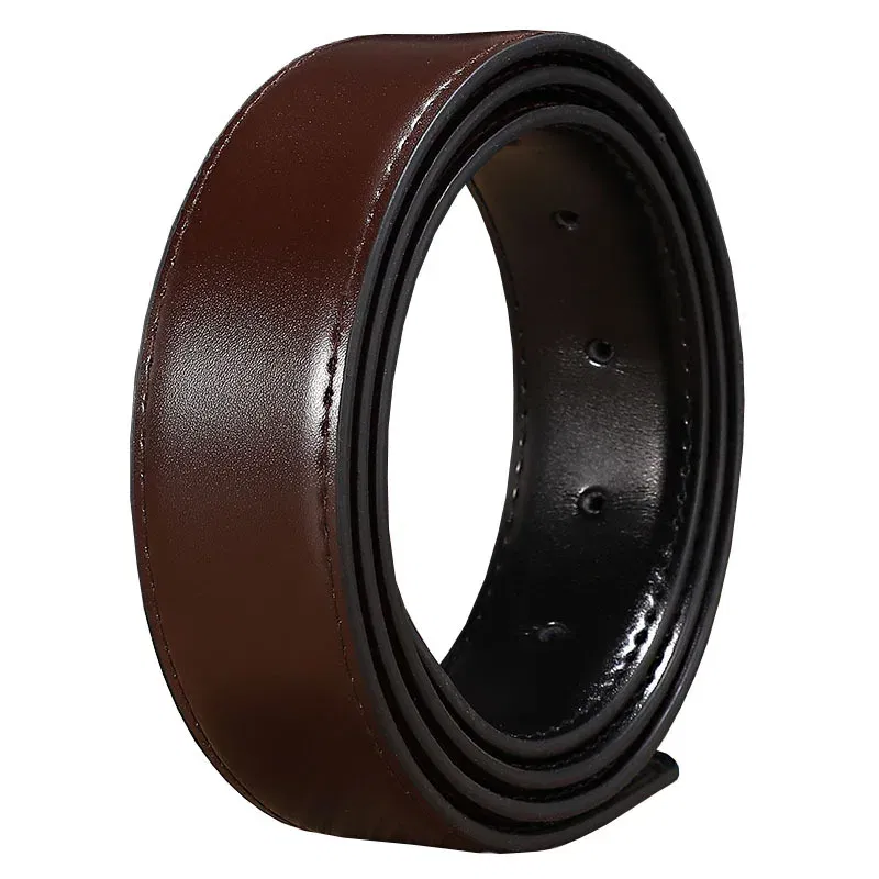 Color: green, Belt Length: 105CM, Ships From: CHINA - 2.8cm 3.0cm 3.3cm 3.5cm 3.8cm Wide Double-sided Cow Reversible Leather With Holes No Buckle Belt Without Buckle High Quality