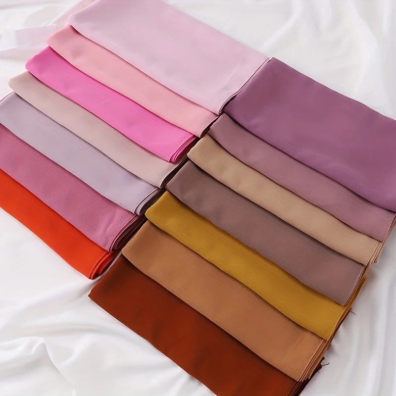 Color: green, Size: One Size - A Pure Color Silk Scarves Imitation Silk Stripes Fashion Shawl Sunscreen Scarves Chiffon Scarf 110 * 110 CM
