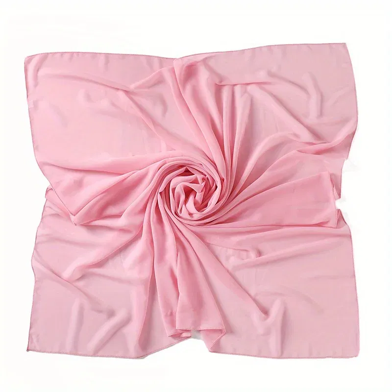 Color: green, Size: One Size - A Pure Color Silk Scarves Imitation Silk Stripes Fashion Shawl Sunscreen Scarves Chiffon Scarf 110 * 110 CM