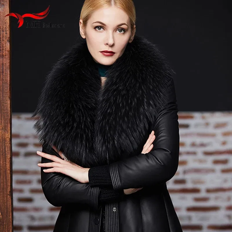 Color: GRAY, Size: M - Real Raccoon Fur Scarves Woman 100% Pure Natural Raccoon Fur Collar Warm Winter Scarves Red Fox Fur Collar L#1