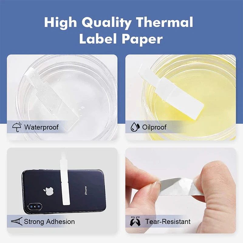 color: Blue - Niimbot Mini Printer Thermal Wire White/ Cable/Color/Round Sticker Self Adhesive Waterproof Sticker For B1 B21 B203