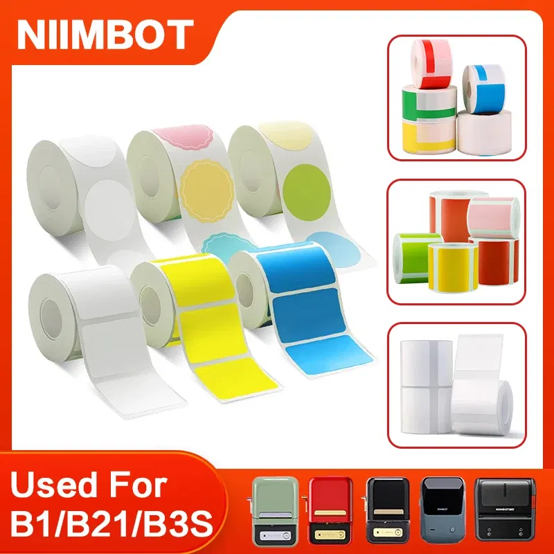 color: Blue - Niimbot Mini Printer Thermal Wire White/ Cable/Color/Round Sticker Self Adhesive Waterproof Sticker For B1 B21 B203