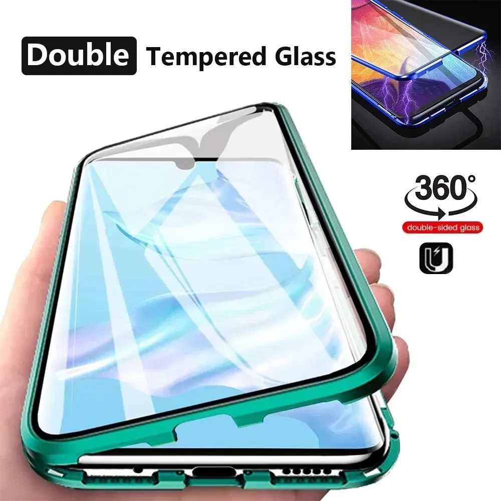 Color: black, Bundle: Case & Screen Protector, Material: Microfiber - 360 Full Protection Metal Magnetic Case For Honor X9b X6 X8A 5G X9 4G X9A 5G Double-Sided Glass Transparent Cover Cases