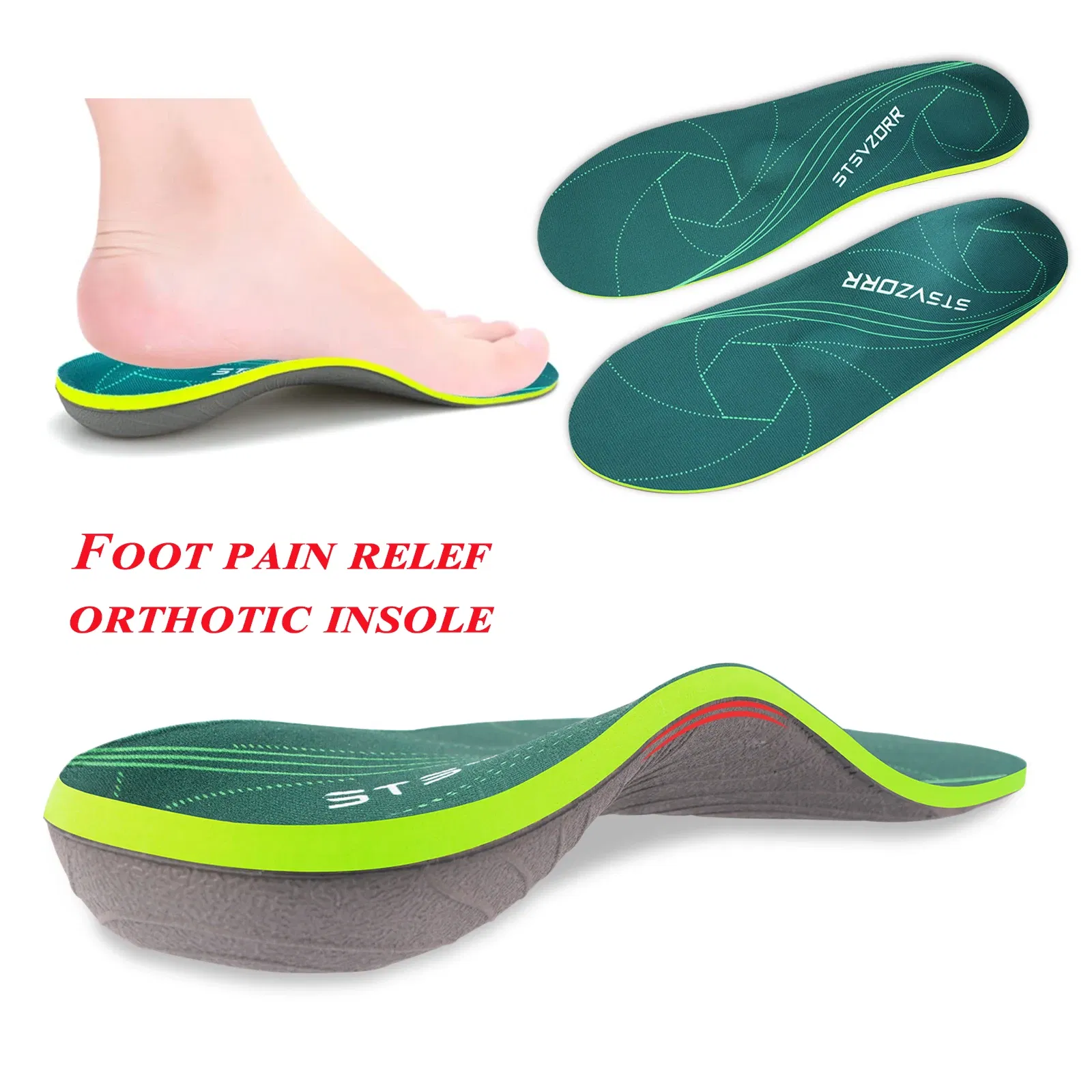 Color: Blue, Shoe Size: 19.5 - Severe Flat Foot Orthotic Insole Plantar Fasciitis Relieve Heel Pain Arch Support Shoes Insert For Women Men Sneakers Boots Sole