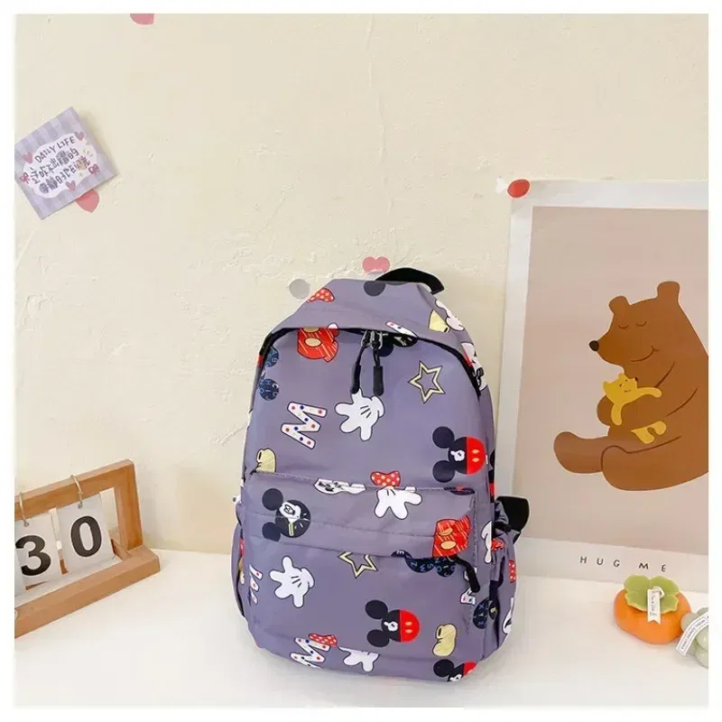 Color: Pink - MINISO Disney 2025 New Cute Cartoon Mickey & Minnie Portable Large Capacity Student Backpack Teenage Casual Fashion Schoolbag