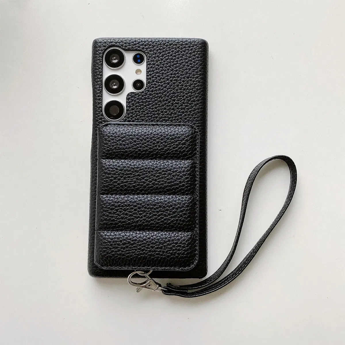 Color: black, Material: Nylon - Luxury Lanyard Wallet Case For Samsung Galaxy S21 FE S22 S23 Plus Note 20 Ultra A52 A53 A54 5G Lichee Pattern Leather Cover