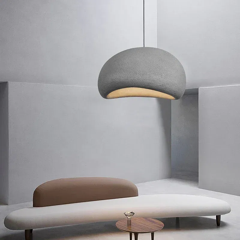 Body Color: Green, Size: L, Emitting Color: Light Yellow - Minimalist Wabi-Sabi LED Chandeliers Light Living Kitchen Island Restaurant Decor Hanging Lamp Suspension