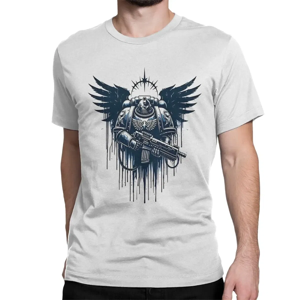 Color: SKY BLUE, Size: 4XL - Awesome Adeptus Astartes T-Shirt Men Women's O Neck Pure Cotton T Shirts W-Warhammer 40k Short Sleeve Tee Shirt 6XL Tops