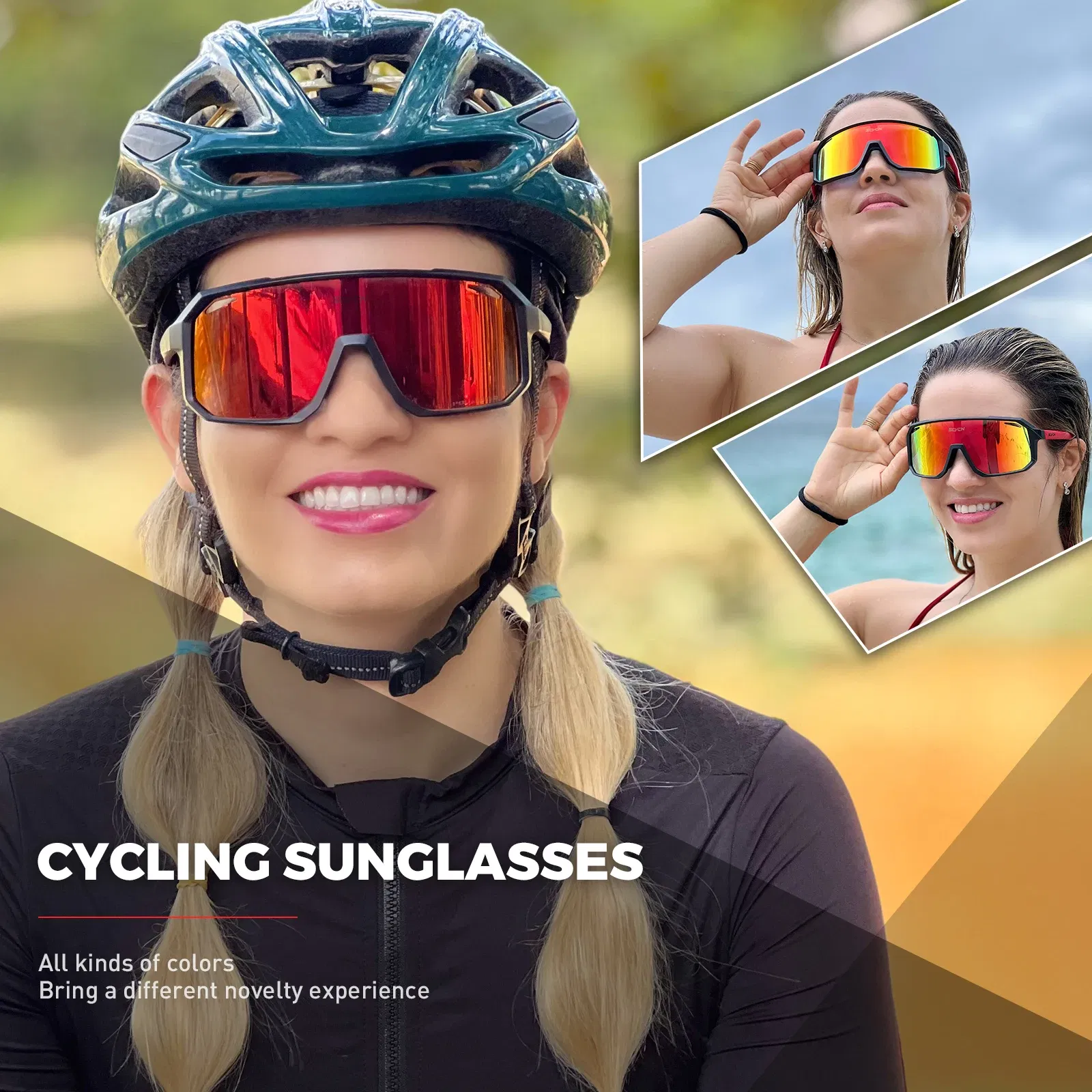 Color: Dark Khaki, Lenses Color: WHITE - SCVCN Sports Men UV400 Sunglasses Cycling Glasses Photochromic Cycl Camp Bike Eyewear MTB Outdoor Goggles Bicycle Women Hunting