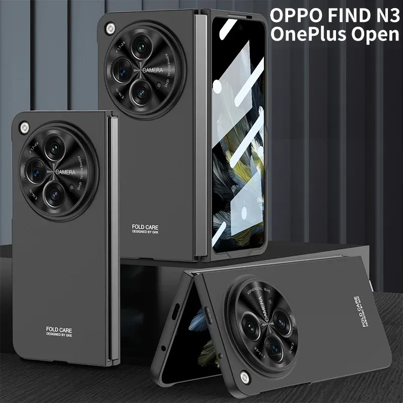 Color: light green, Bundle: Case & Screen Protector, Material: Plastic - With Pen For Oneplus Open Case Matte Hard Glass Film Screen Protection OPPO Find N3 Cover