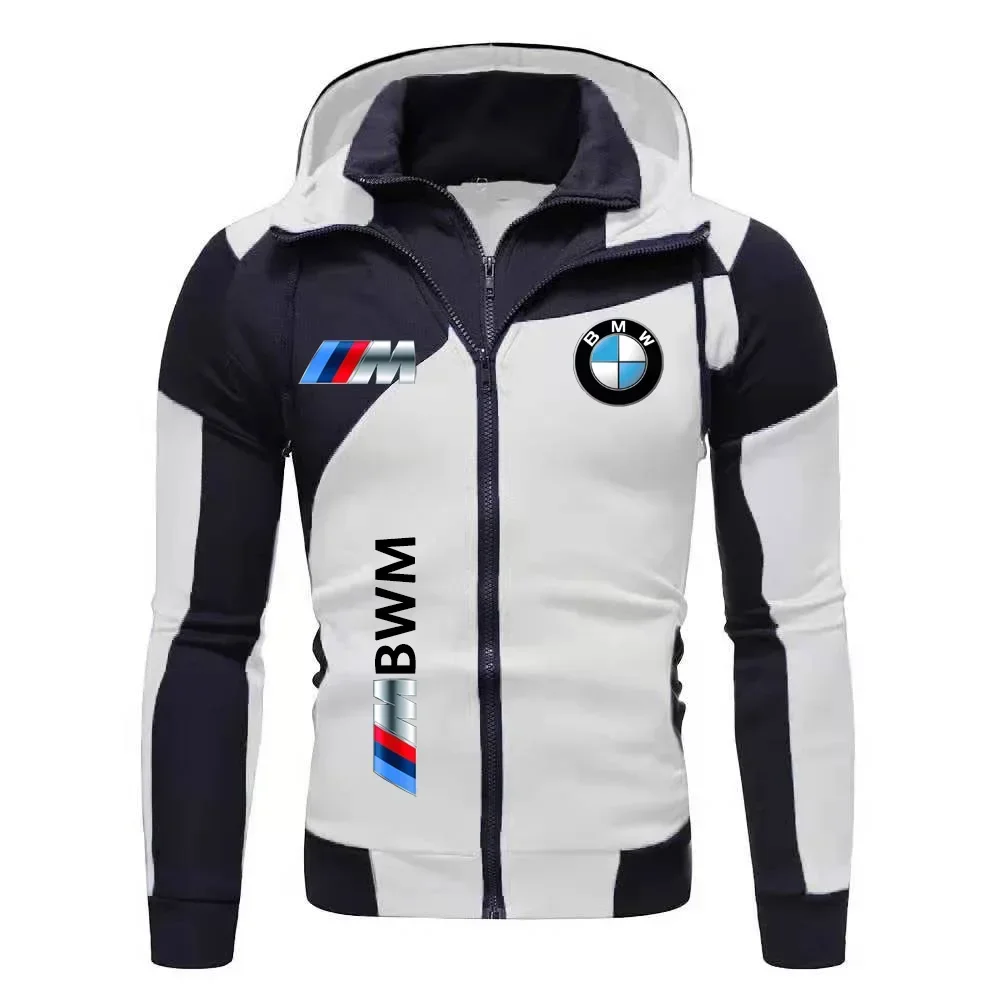 Color: SKY BLUE, Size: L, Ships From: CHINA - Motorcycle Jacket, BMW Logo Printed Cotton Sweatshirt, Hooded Sweatshirt, BMW Logo Autumn Men's Double Zipper Cardigan Jacket ..