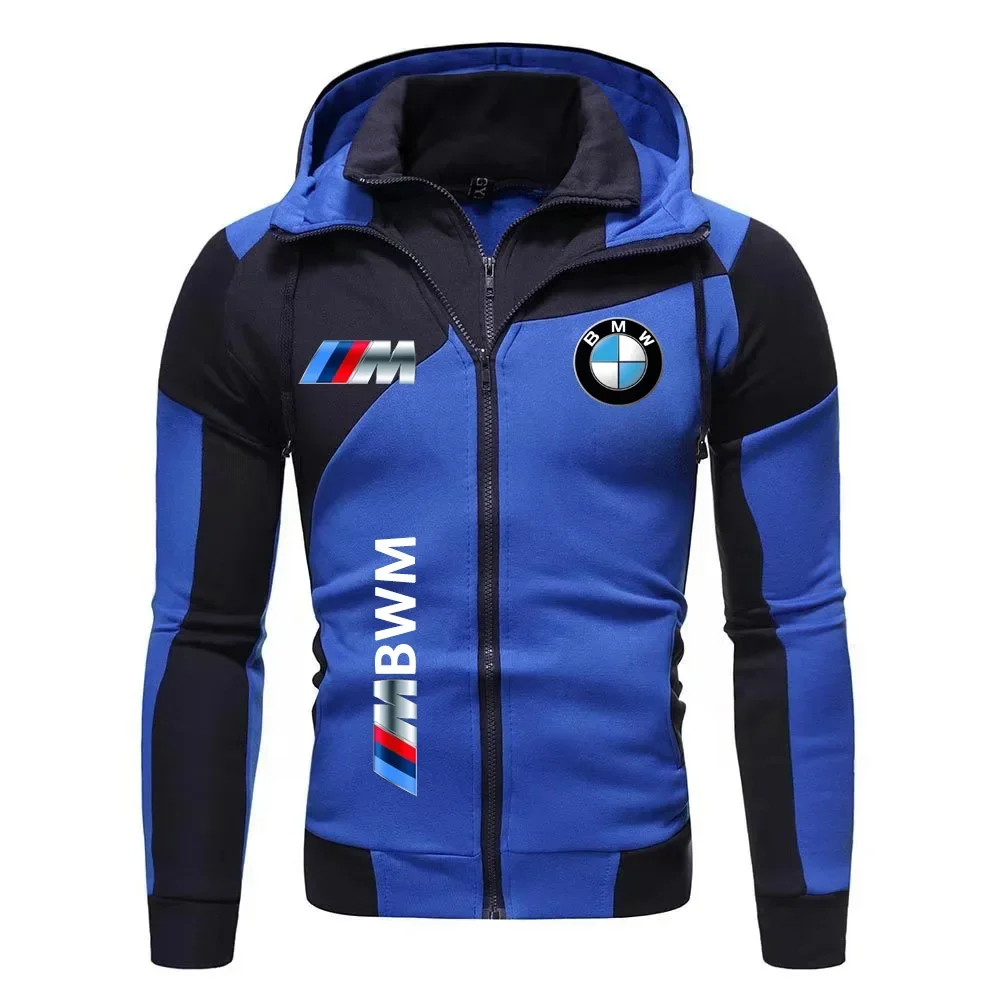 Color: SKY BLUE, Size: L, Ships From: CHINA - Motorcycle Jacket, BMW Logo Printed Cotton Sweatshirt, Hooded Sweatshirt, BMW Logo Autumn Men's Double Zipper Cardigan Jacket ..