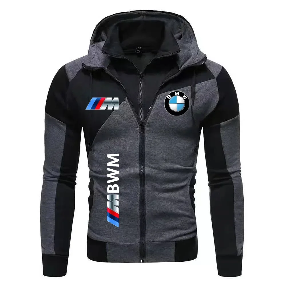 Color: SKY BLUE, Size: L, Ships From: CHINA - Motorcycle Jacket, BMW Logo Printed Cotton Sweatshirt, Hooded Sweatshirt, BMW Logo Autumn Men's Double Zipper Cardigan Jacket ..