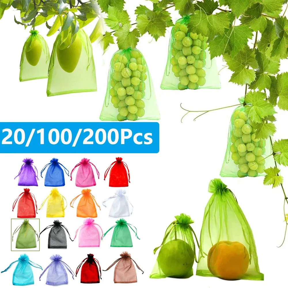 Color: light yellow, Size: 8XL - 20-200PCS Vegetable Grapes Fruit Grow Bags Fruit Protection Bags Garden Anti-Bird Netting Mesh Bag Strawberry Bags Garden Tools