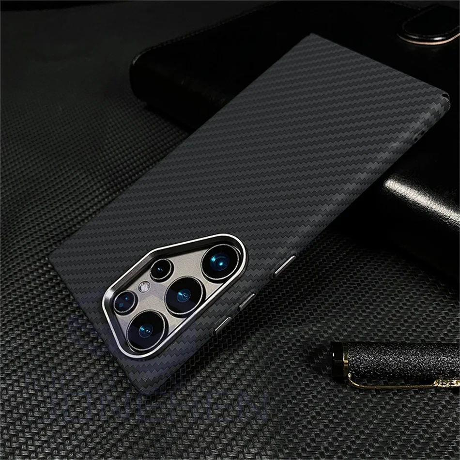 Color: Blue, Material: PC - Carbon Fibre 3D Relief For MagSafe Case For Samsung Galaxy S24 Ultra S23 Plus Wireless Charge Hard PC Shockproof Magnetic Cover