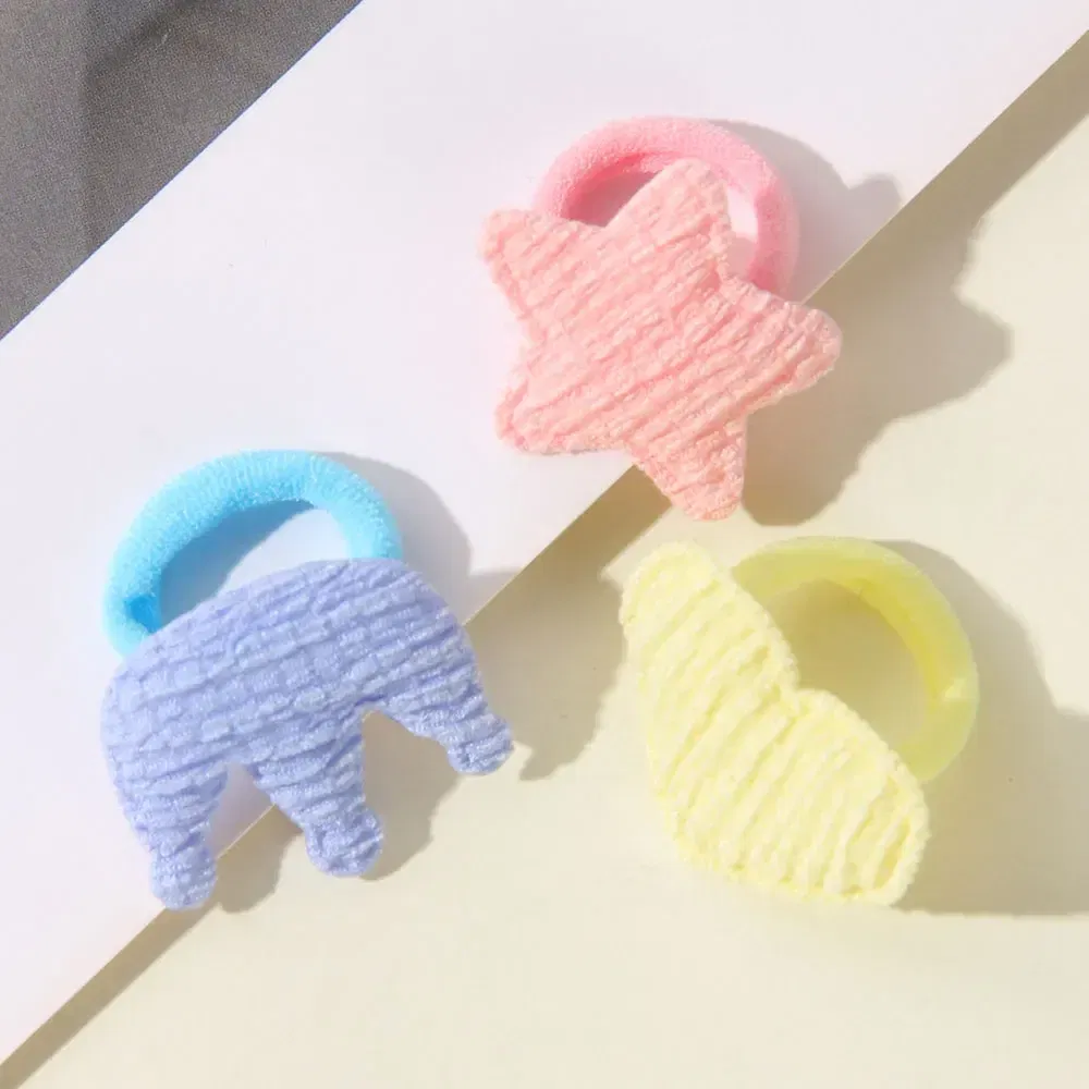 Color: ROSE RED - 10/30pcs girls star butterflies children's hairband harmless hair cute towels rope ponytail rack children's rubber band headwear