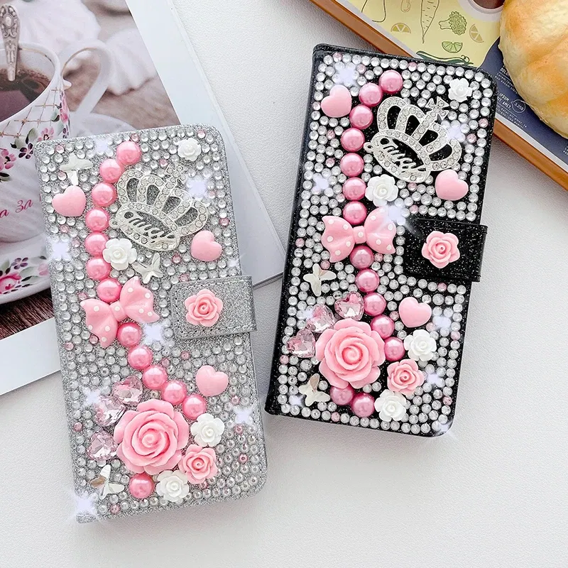 Color: WHITE, Material: Wood - Wallet Glitter Case For Samsung Galaxy S24 FE S23 Ultra S22 Plus S21 S20 A13 A14 A15 A16 A53 A54 A55 A34 Flip Luxury Leather