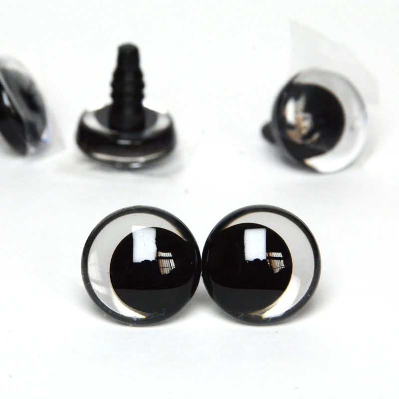 Color: WHITE, Size: 30-50cm - 20pcs 12mm 14 16 18 20 25 30mm 3D Cartoon Clear toy animal safety strange eyes doll eyes eyes with hard washer-size option