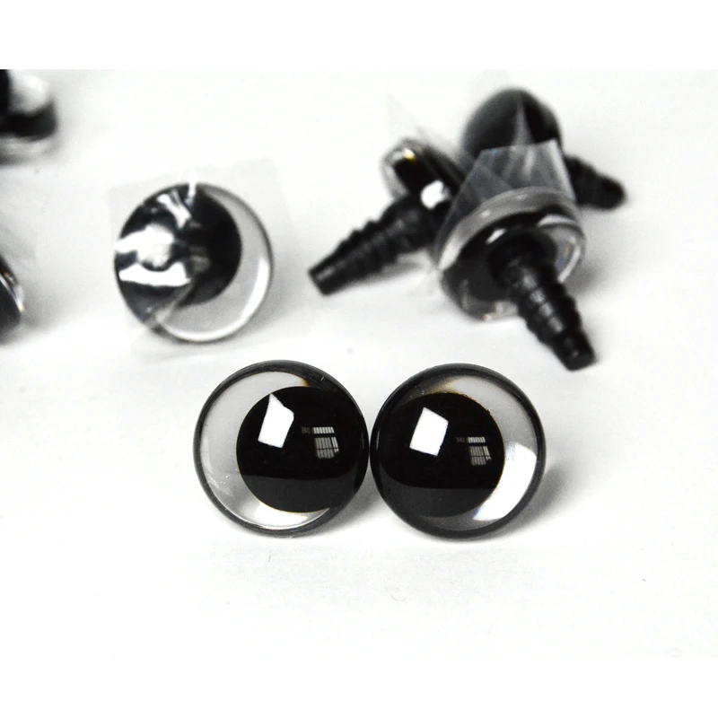 Color: WHITE, Size: 30-50cm - 20pcs 12mm 14 16 18 20 25 30mm 3D Cartoon Clear toy animal safety strange eyes doll eyes eyes with hard washer-size option