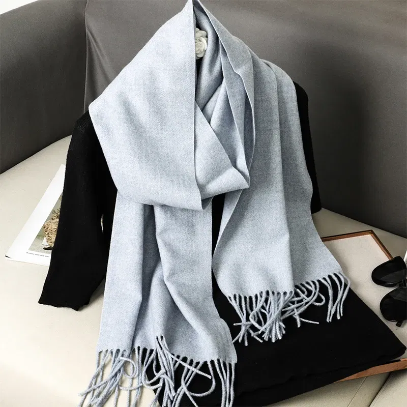 Color: Dark purple - New 62 Color Winter Scarf For Women Long Warm Cashmere Scarves Hijab Solid Lady Shawl Wrap Female Pashmina Bandana Head Scarfs