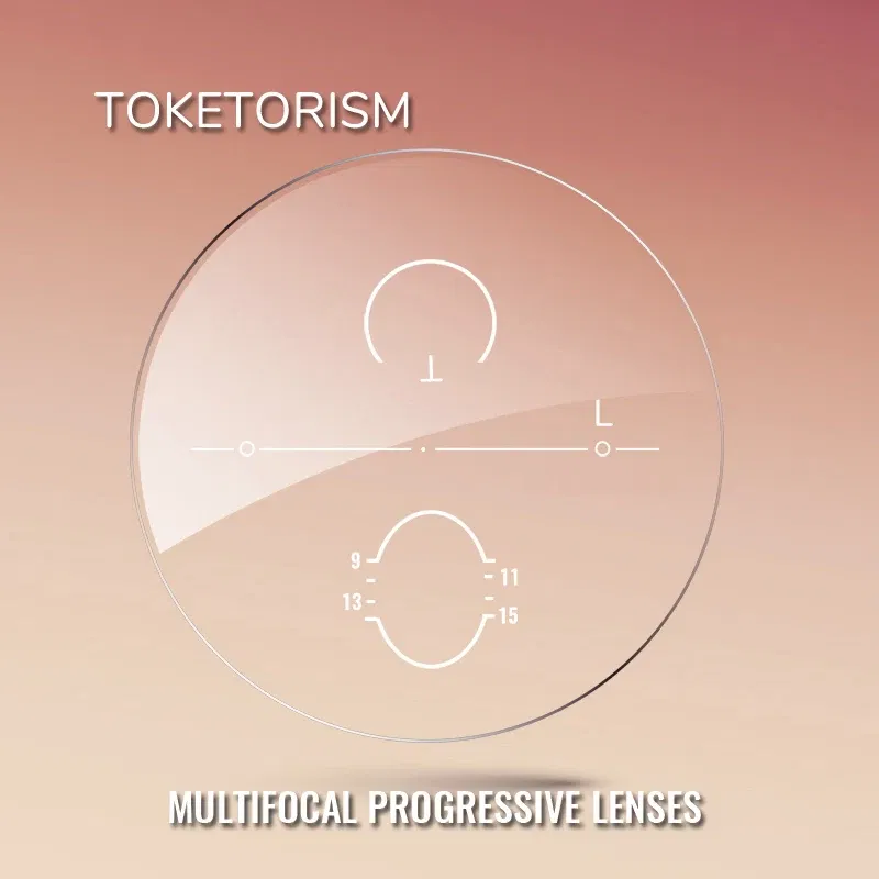 Lenses Color: Yellow, Lens Index: 1.56 - Toketorism Multifocal Lenses Customize Photochromic Anti Blue Light Progressive Prescription Glasses